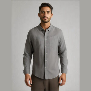 Huf BLUE denim long sleeve shirt size large